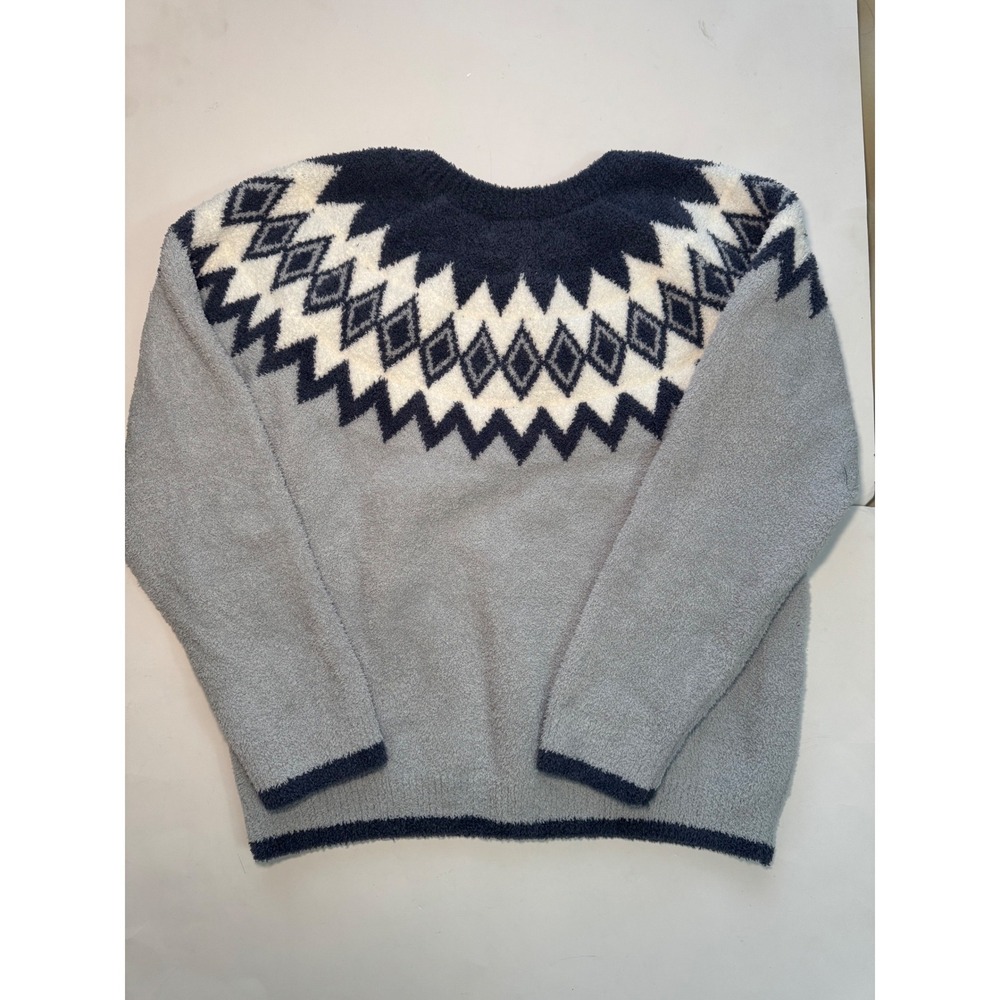 Barefoot Dreams CozyChic XL Fair Isle Knit Pullover Sweater Cozy Soft - Picture 5 of 8